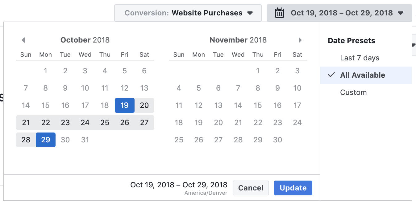 Customizing the Reporting period